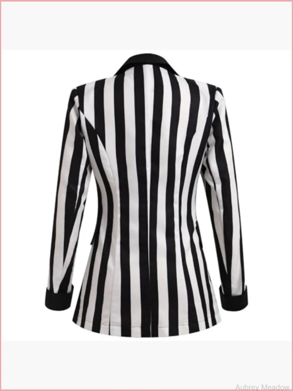 Striped Button Front Blazer Long Sleeve Notched Lapel Office Jacket